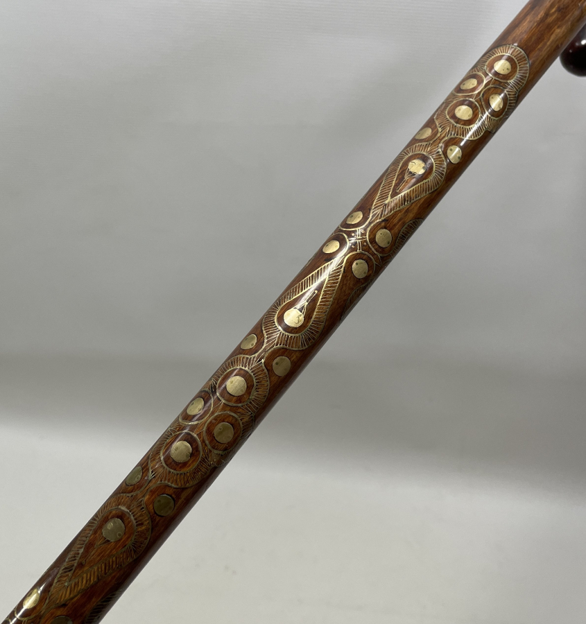 OSMANLI DÖNEMİ AHŞAP ÜZERİ İŞLEMELİ AFYON İŞİ BASTON