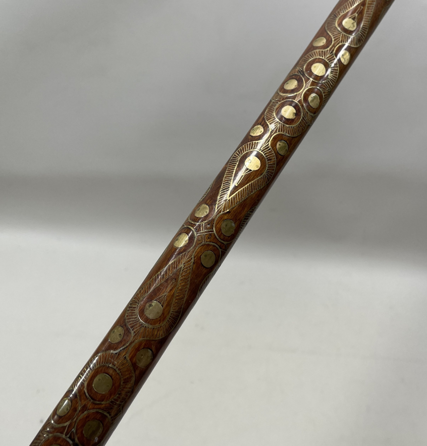 OSMANLI DÖNEMİ AHŞAP ÜZERİ İŞLEMELİ AFYON İŞİ BASTON