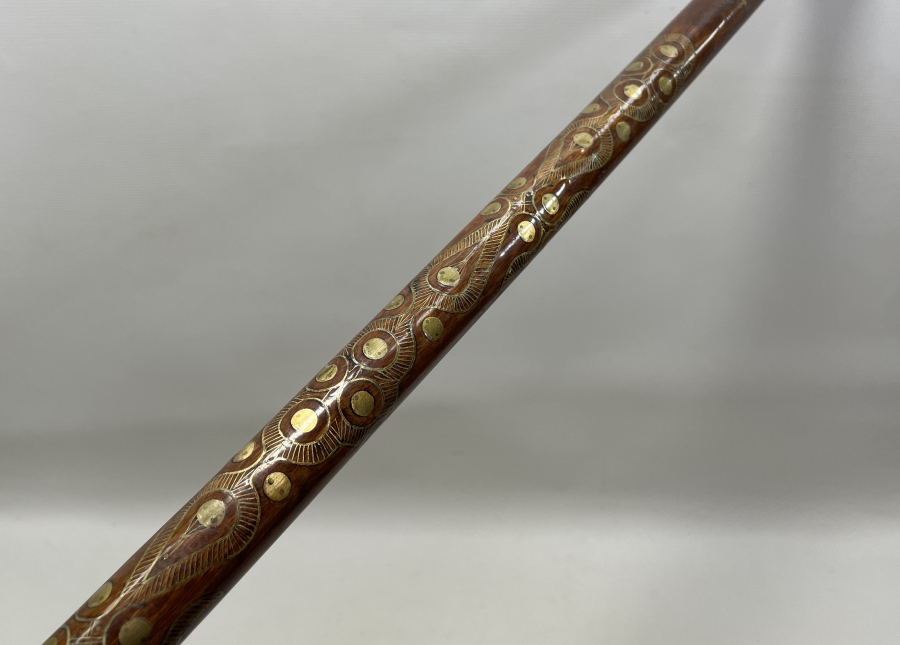 OSMANLI DÖNEMİ AHŞAP ÜZERİ İŞLEMELİ AFYON İŞİ BASTON