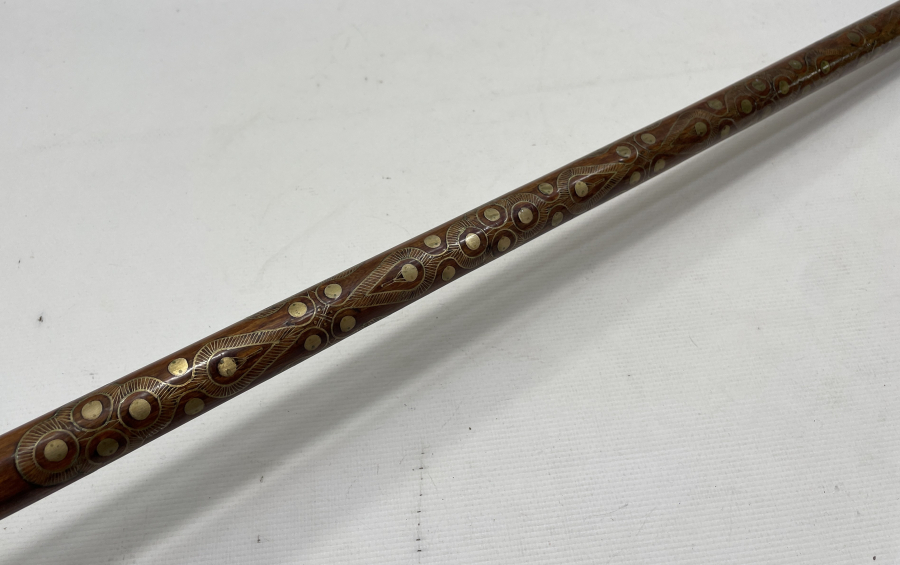 OSMANLI DÖNEMİ AHŞAP ÜZERİ İŞLEMELİ AFYON İŞİ BASTON