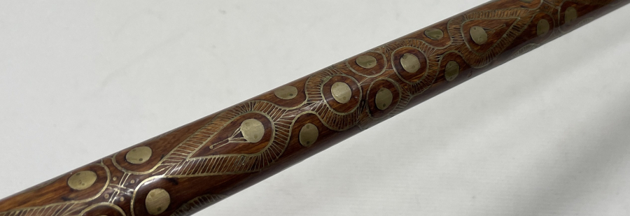 OSMANLI DÖNEMİ AHŞAP ÜZERİ İŞLEMELİ AFYON İŞİ BASTON