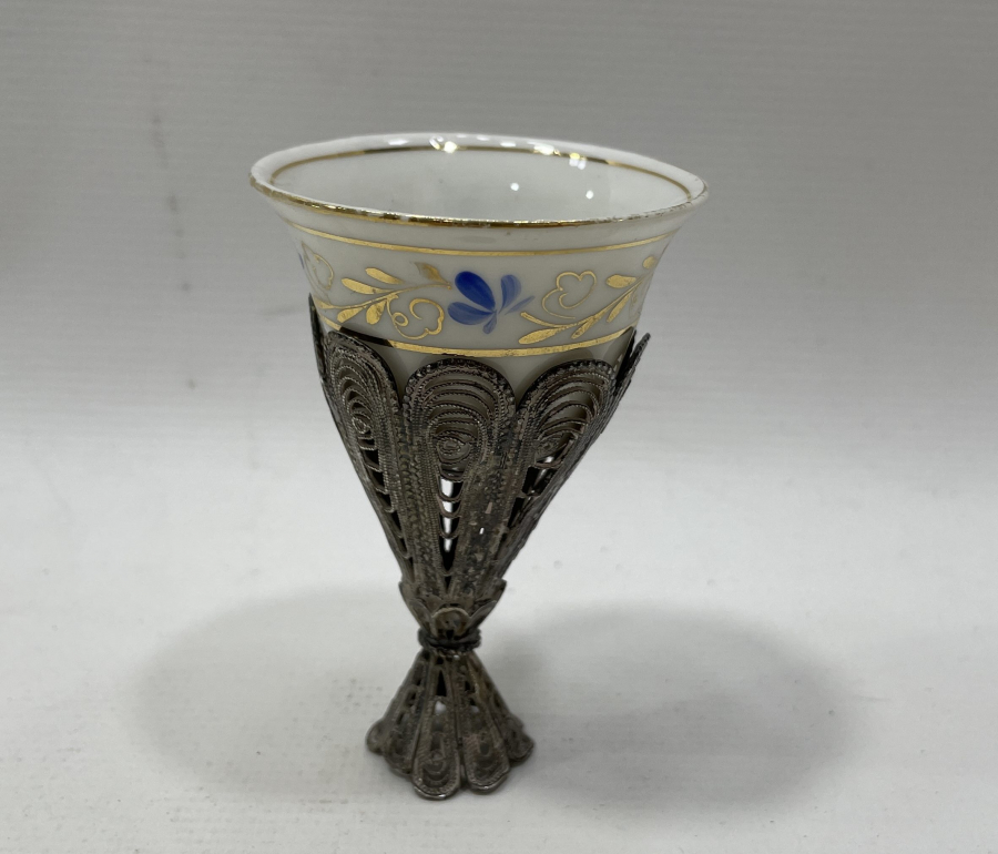 OSMANLI DÖNEMİ TELKARİ İŞÇİLİKLİ GÜMÜŞ FİNCAN VE ZARFI