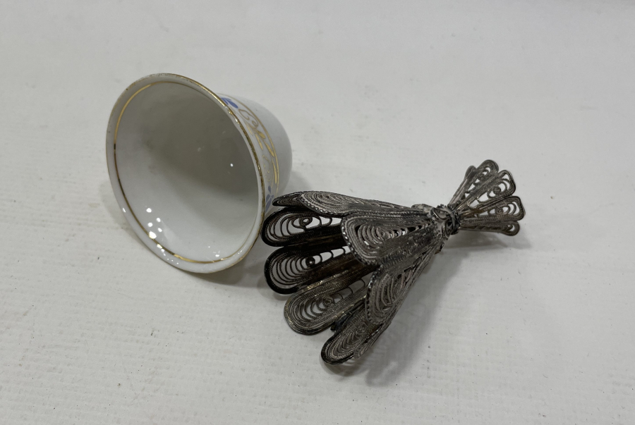 OSMANLI DÖNEMİ TELKARİ İŞÇİLİKLİ GÜMÜŞ FİNCAN VE ZARFI