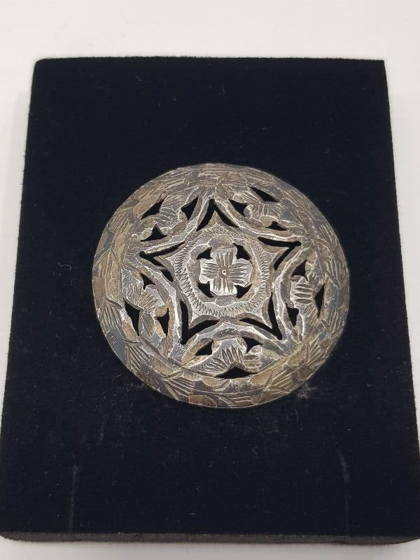 KALEM İŞÇİLİKLİ ANTİKA GÜMÜŞ BROŞ