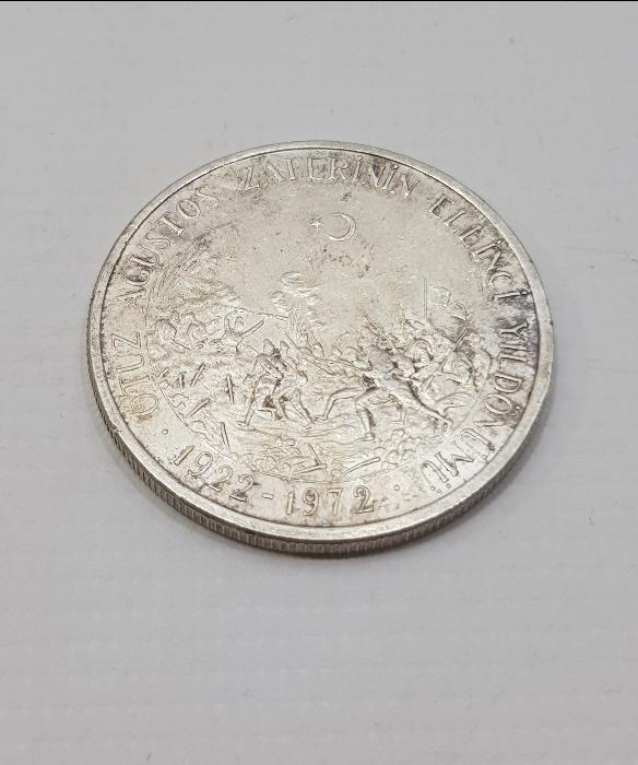 1972 30 AĞUSTOS ZAFER BAYRAMININ 50. YILI GÜMÜŞ 50 LİRA HATIRA PARA