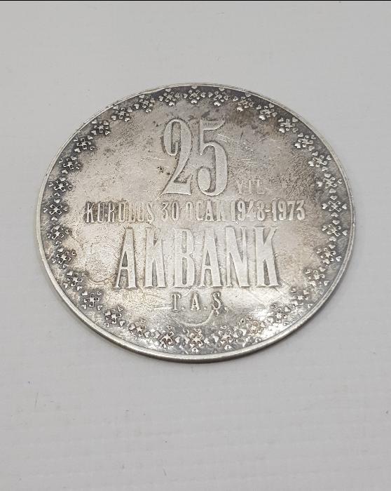 1973 AKBANK'IN KURULUŞUNUN 25. YILI GÜMÜŞ MADALYON