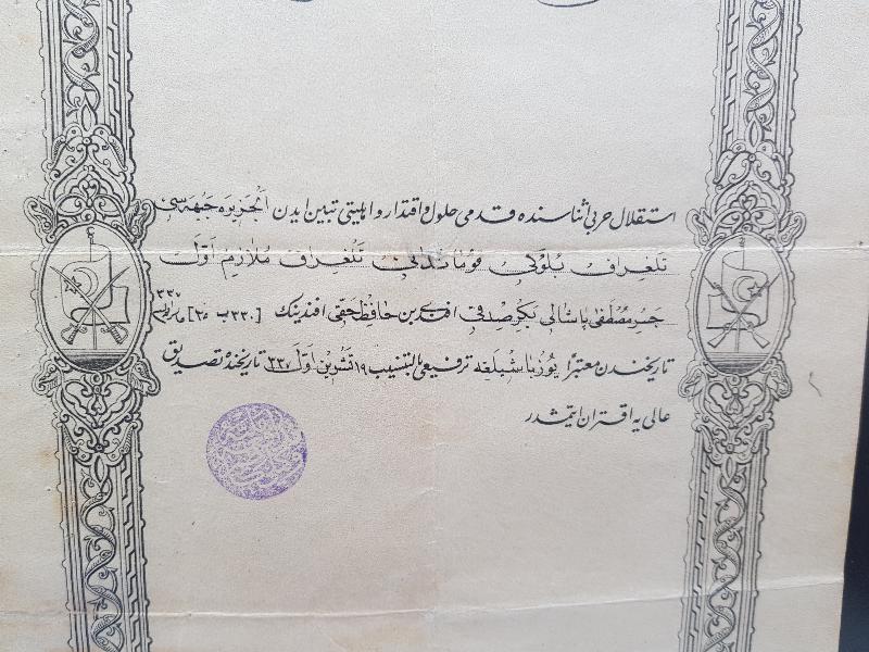 OSMANLICA İSTİKLAL HARBİ BERATI 