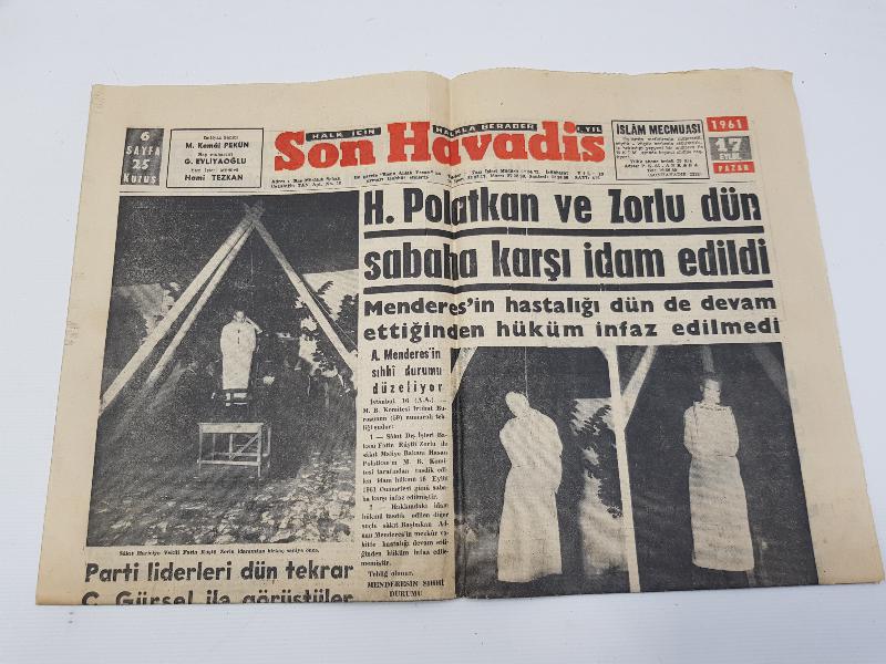 17 EYLÜL 1961 TARİHLİ MENDERES'İN İDAMI KONULU GAZETE