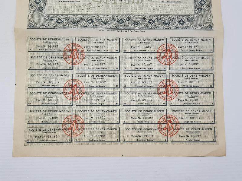 OSMANLI DÖNEMİ DENEK MADEN HİSSE SENEDİ