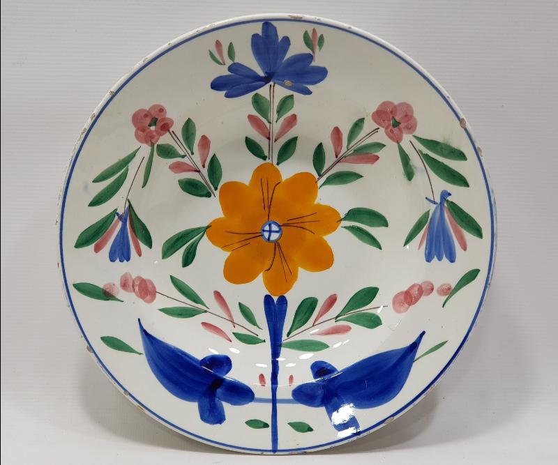 OSMANLI PAZARI İÇİN YAPILMIŞ ÇİÇEKLİ PORSELEN TABAK 