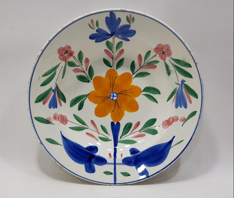 OSMANLI PAZARI İÇİN YAPILMIŞ ÇİÇEKLİ PORSELEN TABAK 