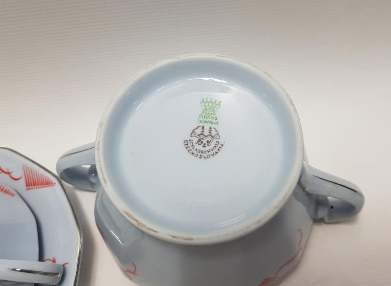 SONYA PINHAS İSTANBUL MARKA PORSELEN FİNCAN VE ŞEKERLİK