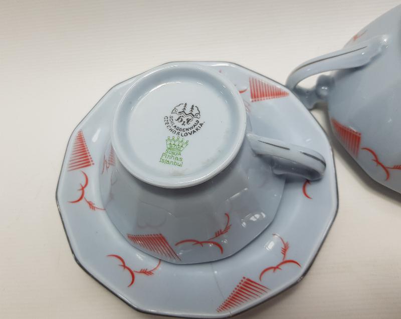 SONYA PINHAS İSTANBUL MARKA PORSELEN FİNCAN VE ŞEKERLİK