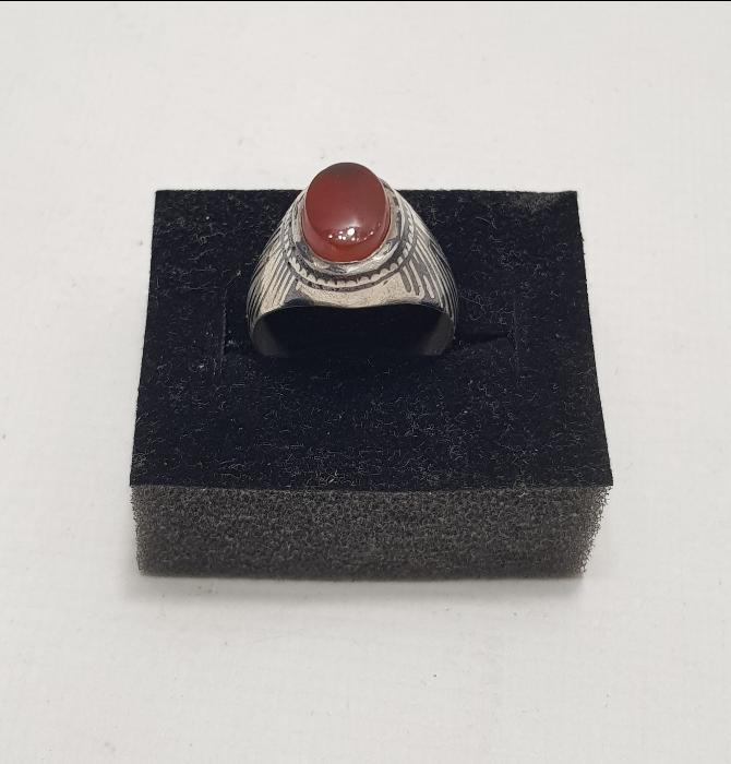 OSMANLI DÖNEMİ AKİK TAŞLI SAVATLI GÜMÜŞ ERKEK YÜZÜK