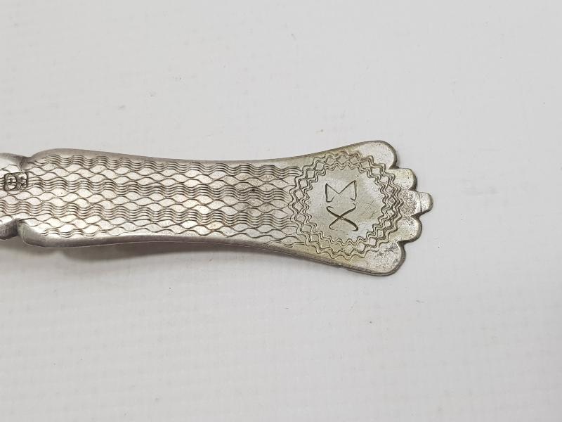 OSMANLI DÖNEMİ İZMİR İŞİ RUMCA İNİSİYALLİ GÜMÜŞ TATLI KAŞIĞI