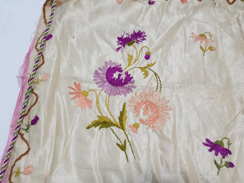 OSMANLI DÖNEMİ RUM İŞİ BÜYÜK BOY İPEK ATLAS YASTIK YÜZÜ