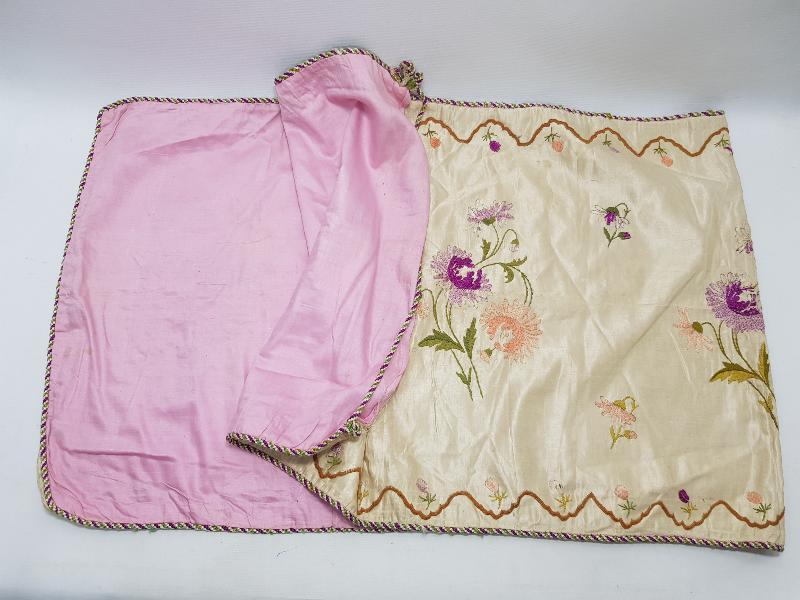 OSMANLI DÖNEMİ RUM İŞİ BÜYÜK BOY İPEK ATLAS YASTIK YÜZÜ