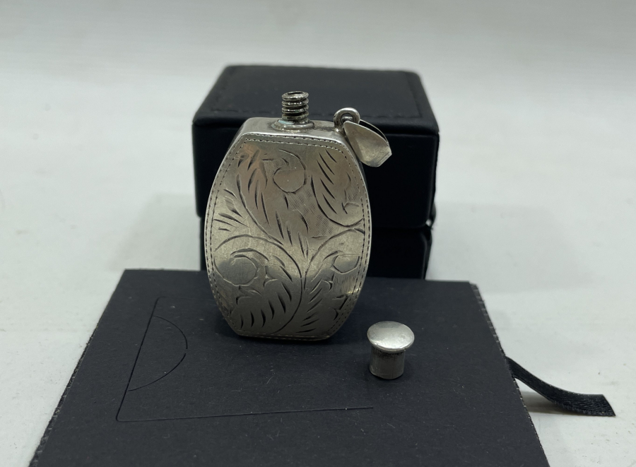 KALEM İŞÇİLİKLİ ANTİKA GÜMÜŞ PARFÜM ŞİŞESİ - KOKU ŞİŞESİ