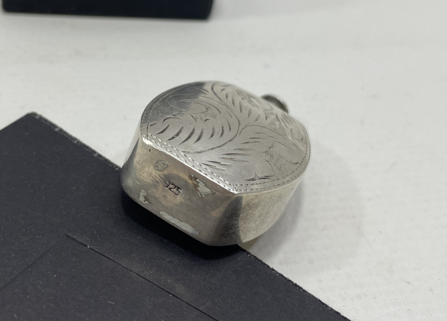 KALEM İŞÇİLİKLİ ANTİKA GÜMÜŞ PARFÜM ŞİŞESİ - KOKU ŞİŞESİ