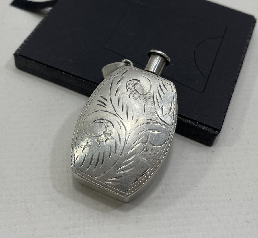 KALEM İŞÇİLİKLİ ANTİKA GÜMÜŞ PARFÜM ŞİŞESİ - KOKU ŞİŞESİ