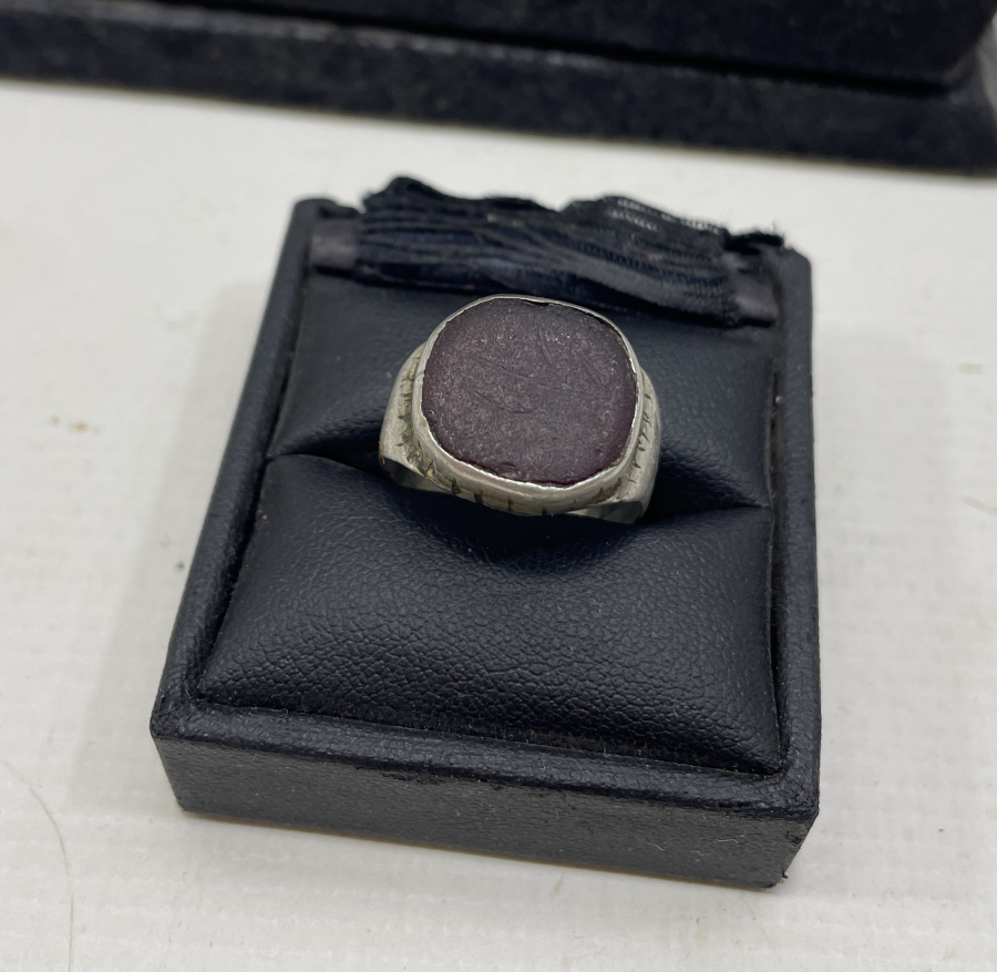 OSMANLI DÖNEMİ KANTAŞI ÜZERİ YAZILI GÜMÜŞ YÜZÜK