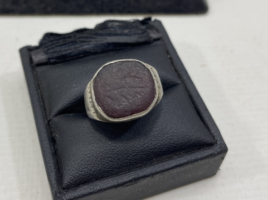 OSMANLI DÖNEMİ KANTAŞI ÜZERİ YAZILI GÜMÜŞ YÜZÜK