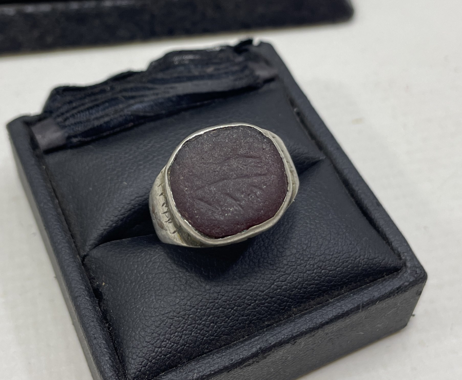 OSMANLI DÖNEMİ KANTAŞI ÜZERİ YAZILI GÜMÜŞ YÜZÜK