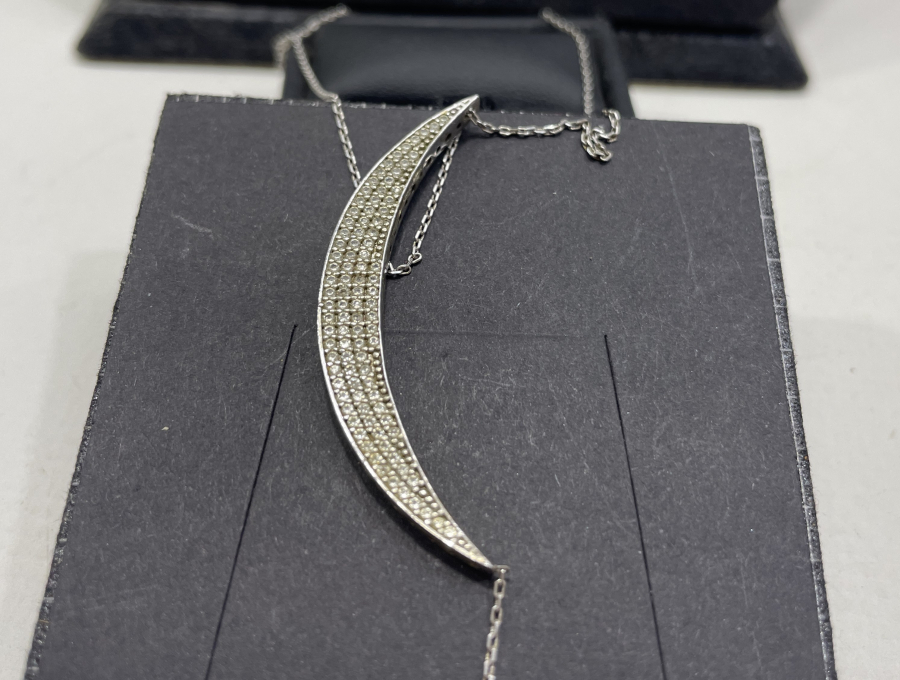 ÜZERİ MARGAZİT TAŞLI AY YILDIZLI GÜMÜŞ KOLYE