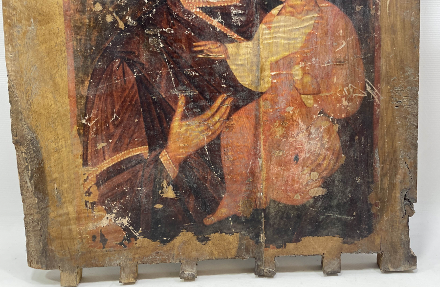 ÜZERİNDE HZ MERYEM VE HZ İSA GÖRSELİ BULUNAN RUM İŞİ ANTİKA DOLAP KAPAĞI