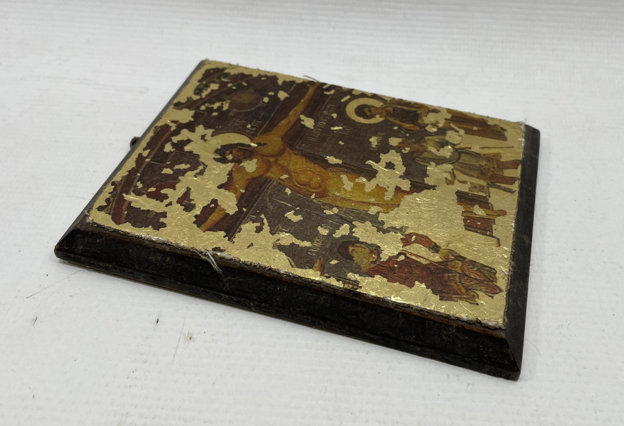 AHŞAP ÜZERİ ALTIN VARAKLI ANTİKA  İKONA