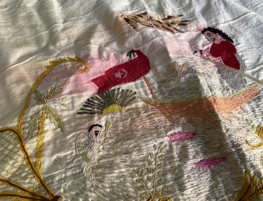 OSMANLI DÖNEMİ LEVANTEN İŞİ NADİR İPEK PANO