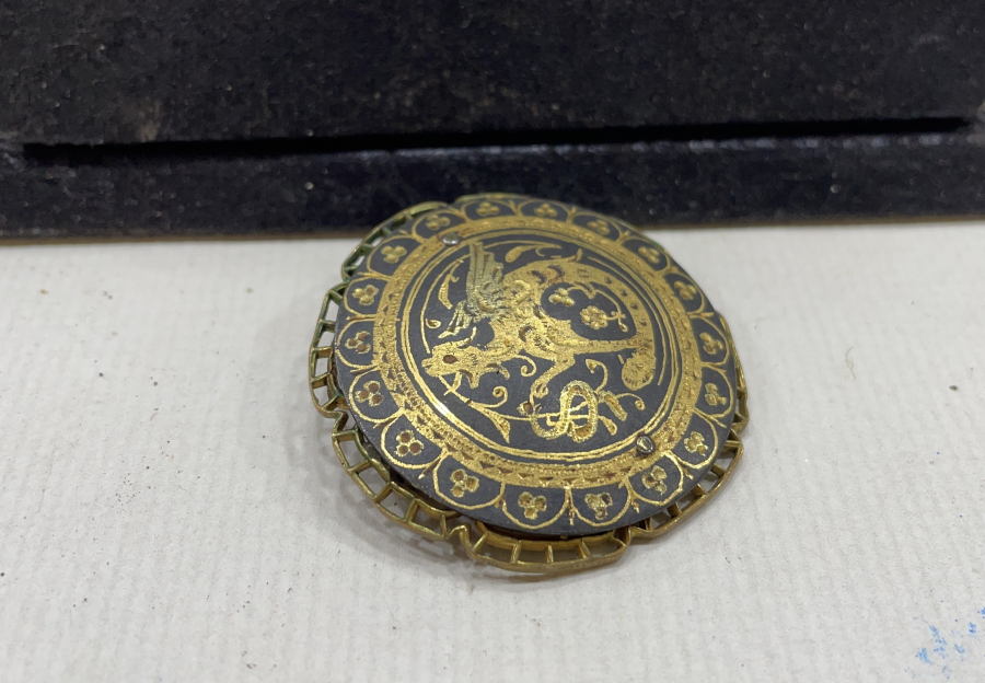 TOLEDO İŞİ ALTIN ÇAKMA NADİR ANTİKA BROŞ