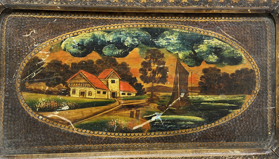 AHŞAP ÜZERİ EL BOYAMA OSMANLI DÖNEMİ TEPSİ