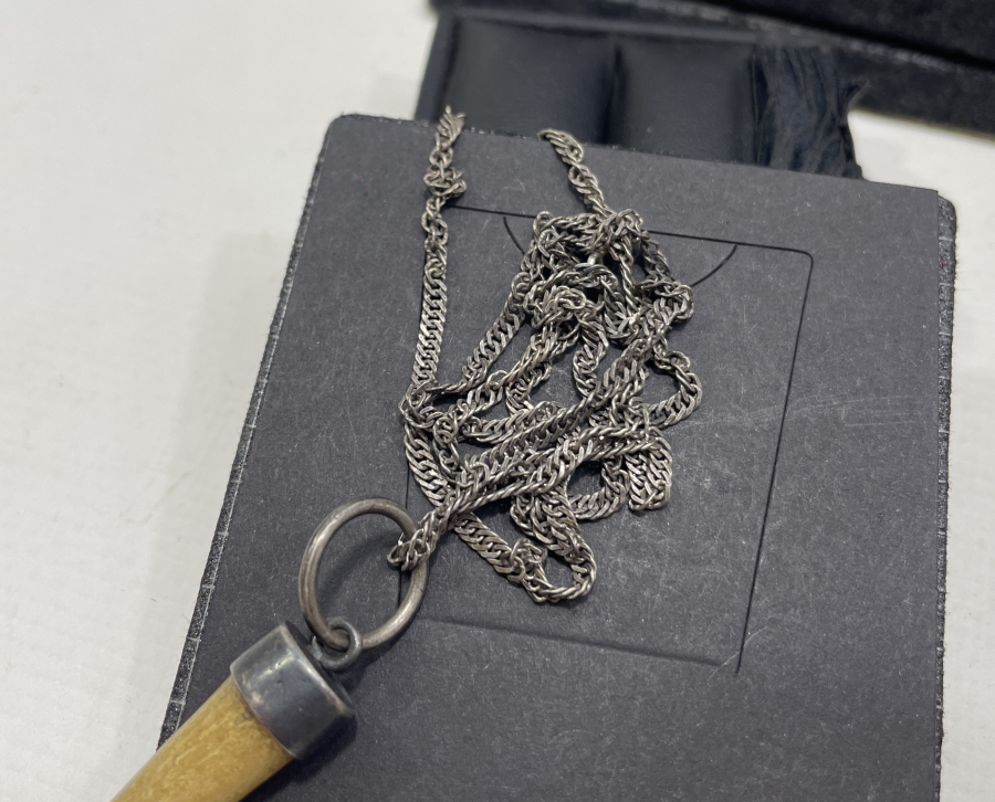 KEMİKTEN MAMUL ANTİKA GÜMÜŞ KOLYE UCU