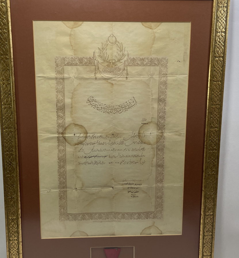 OSMANLICA YAZILI BERATLI İSTİKLAL MADALYASI