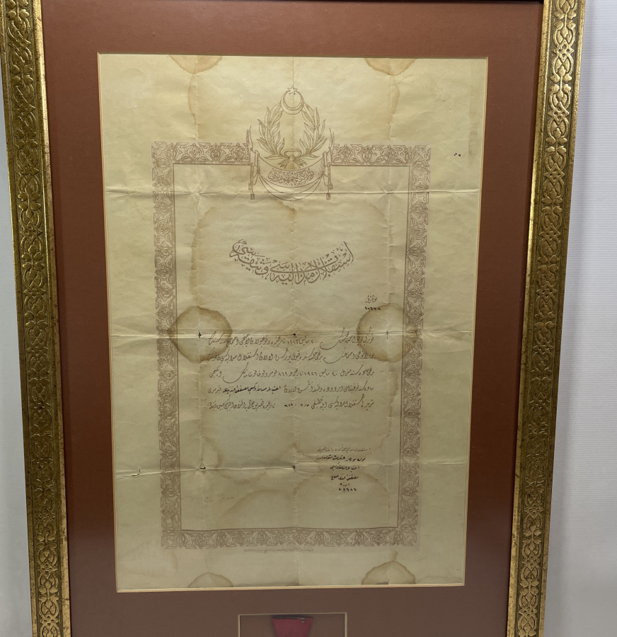 OSMANLICA YAZILI BERATLI İSTİKLAL MADALYASI