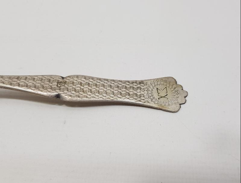 OSMANLI DÖNEMİ İZMİR İŞİ RUMCA İNİSİYALLİ GÜMÜŞ TATLI KAŞIĞI