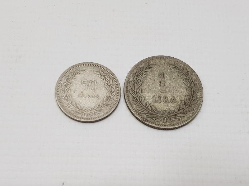 1947 TARİHLİ GÜMÜŞ 50 KURUŞ VE 1 LİRA