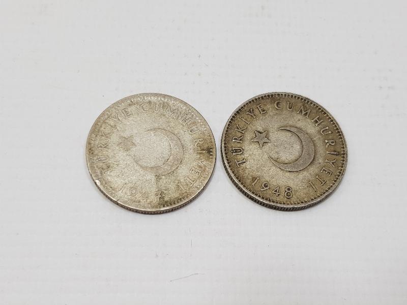 1947 VE 1948 TARİHLİ GÜMÜŞ 1 LİRALAR