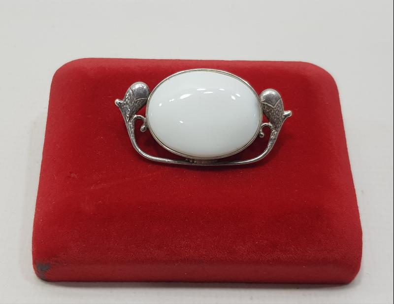 AY TAŞLI GÜMÜŞ BROŞ