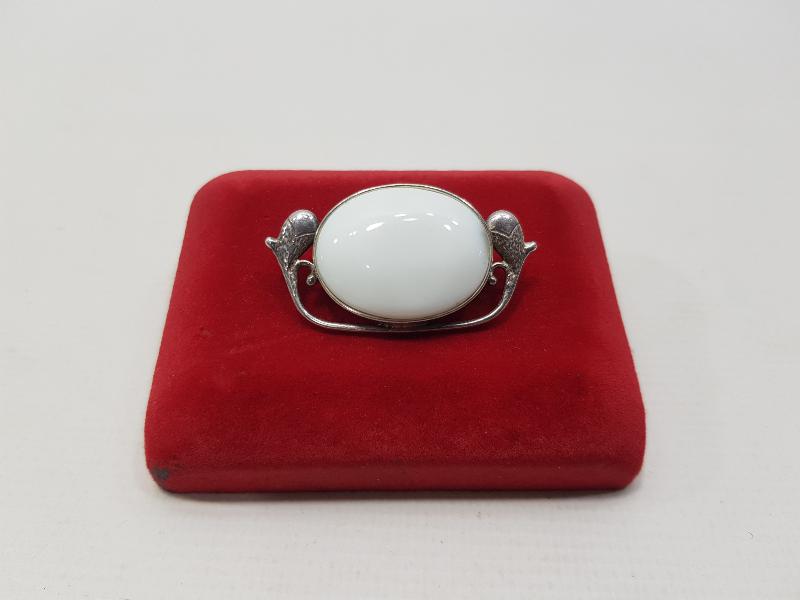 AY TAŞLI GÜMÜŞ BROŞ