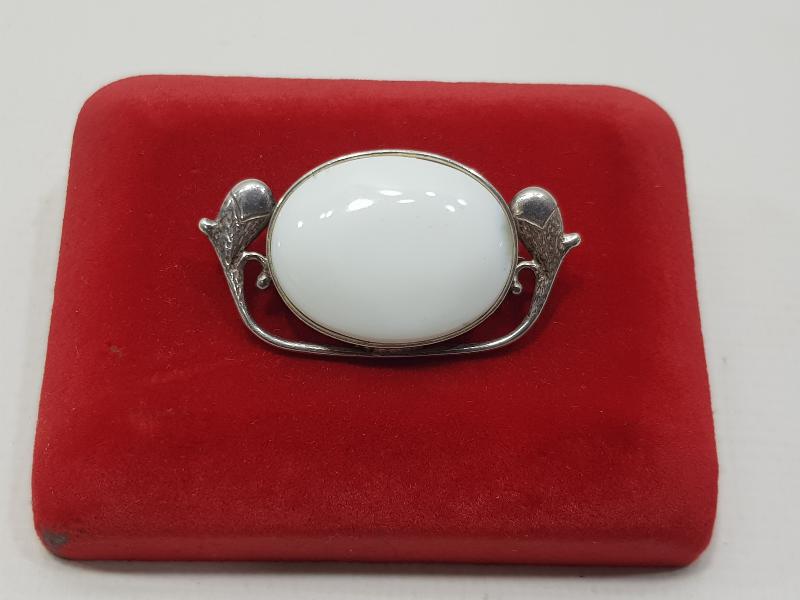 AY TAŞLI GÜMÜŞ BROŞ