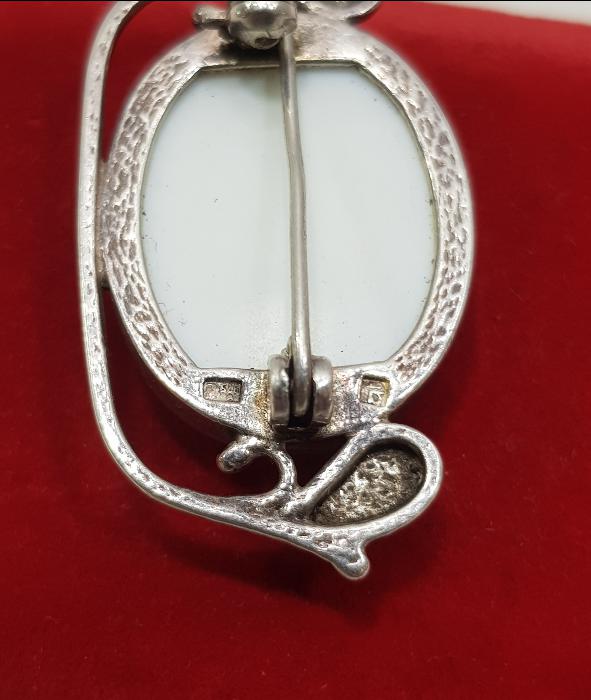 AY TAŞLI GÜMÜŞ BROŞ