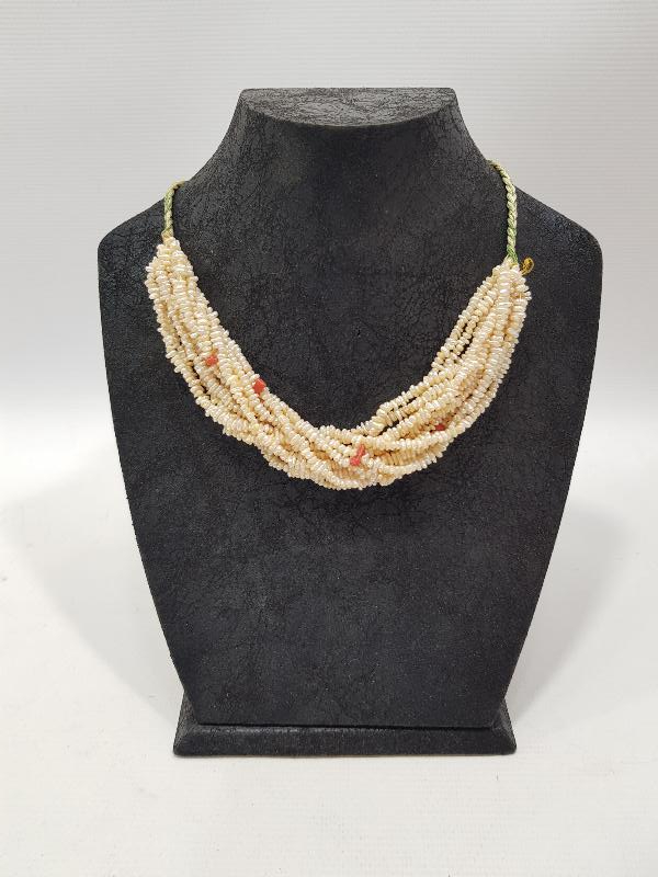 MERCAN TAŞLI ANTİKA KUM İNCİ GERDANLIK 