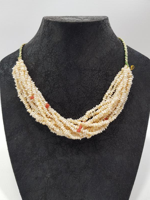 MERCAN TAŞLI ANTİKA KUM İNCİ GERDANLIK 