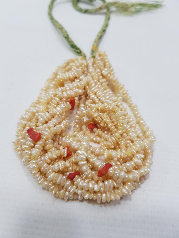 MERCAN TAŞLI ANTİKA KUM İNCİ GERDANLIK 