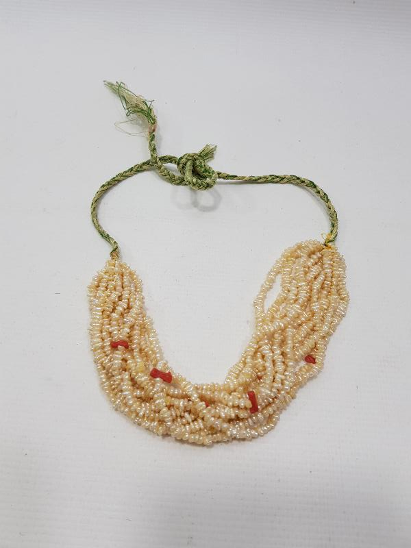 MERCAN TAŞLI ANTİKA KUM İNCİ GERDANLIK 