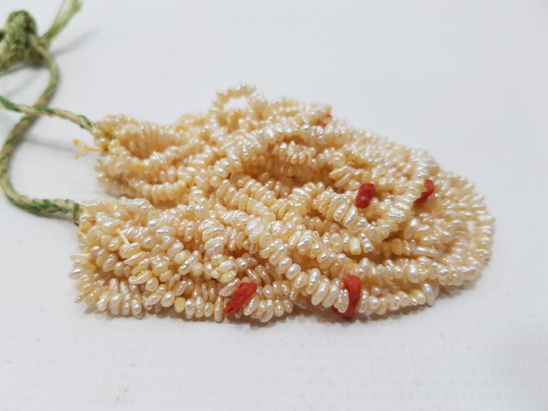 MERCAN TAŞLI ANTİKA KUM İNCİ GERDANLIK 