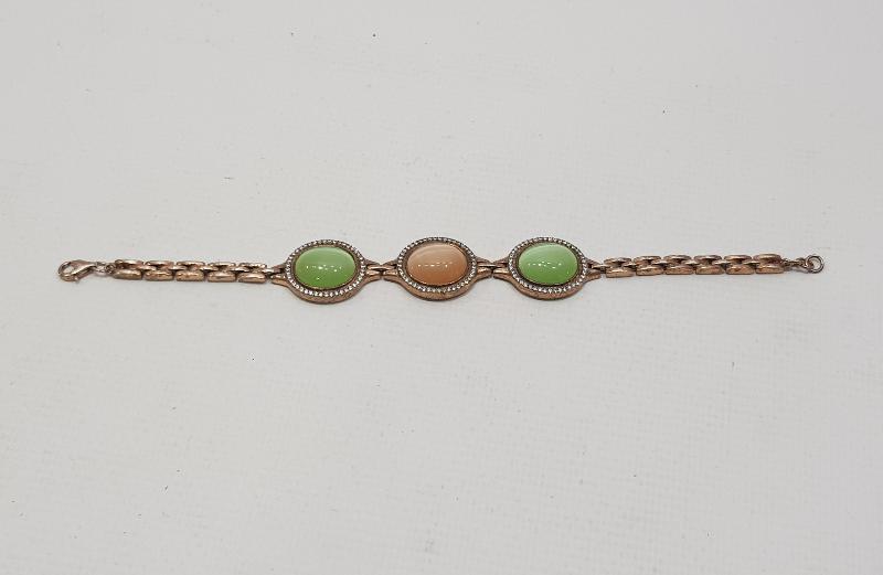 RENKLİ TAŞLARLA SÜSLÜ ROZE GÜMÜŞ BİLEKLİK