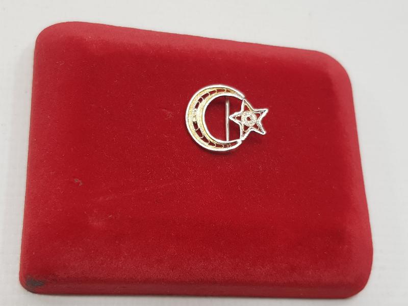 TELKARİ GÜMÜŞ AY YILDIZ BROŞ